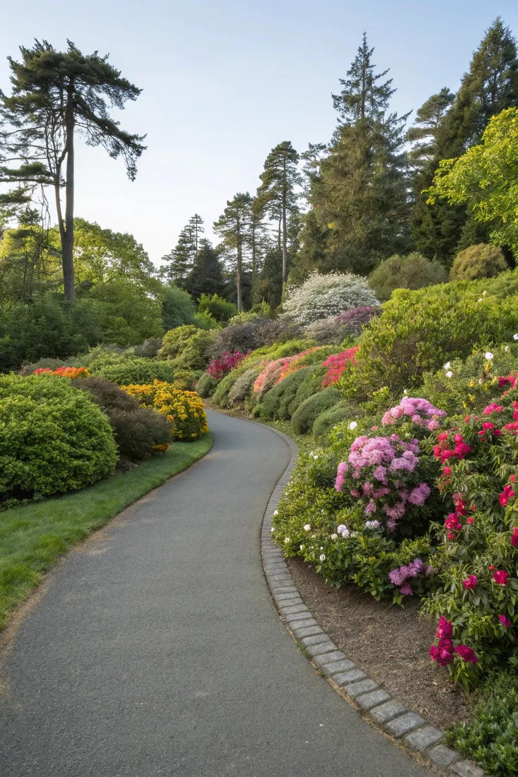 A winding paved pathway introduces refinement and ease to your garden.