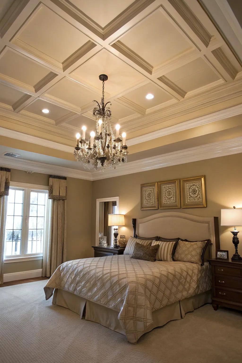 Add sophistication with a coffered ceiling design.