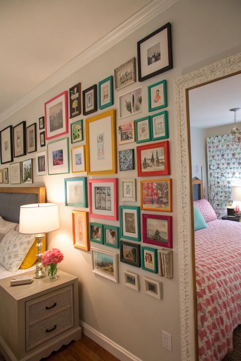 A gallery wall can be both personal and stylish, adding character to your bedroom.