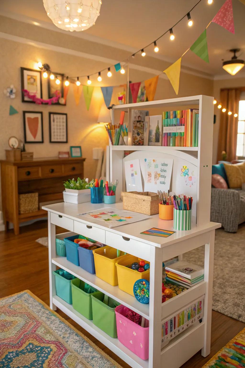 An inviting craft station filled with creative supplies.