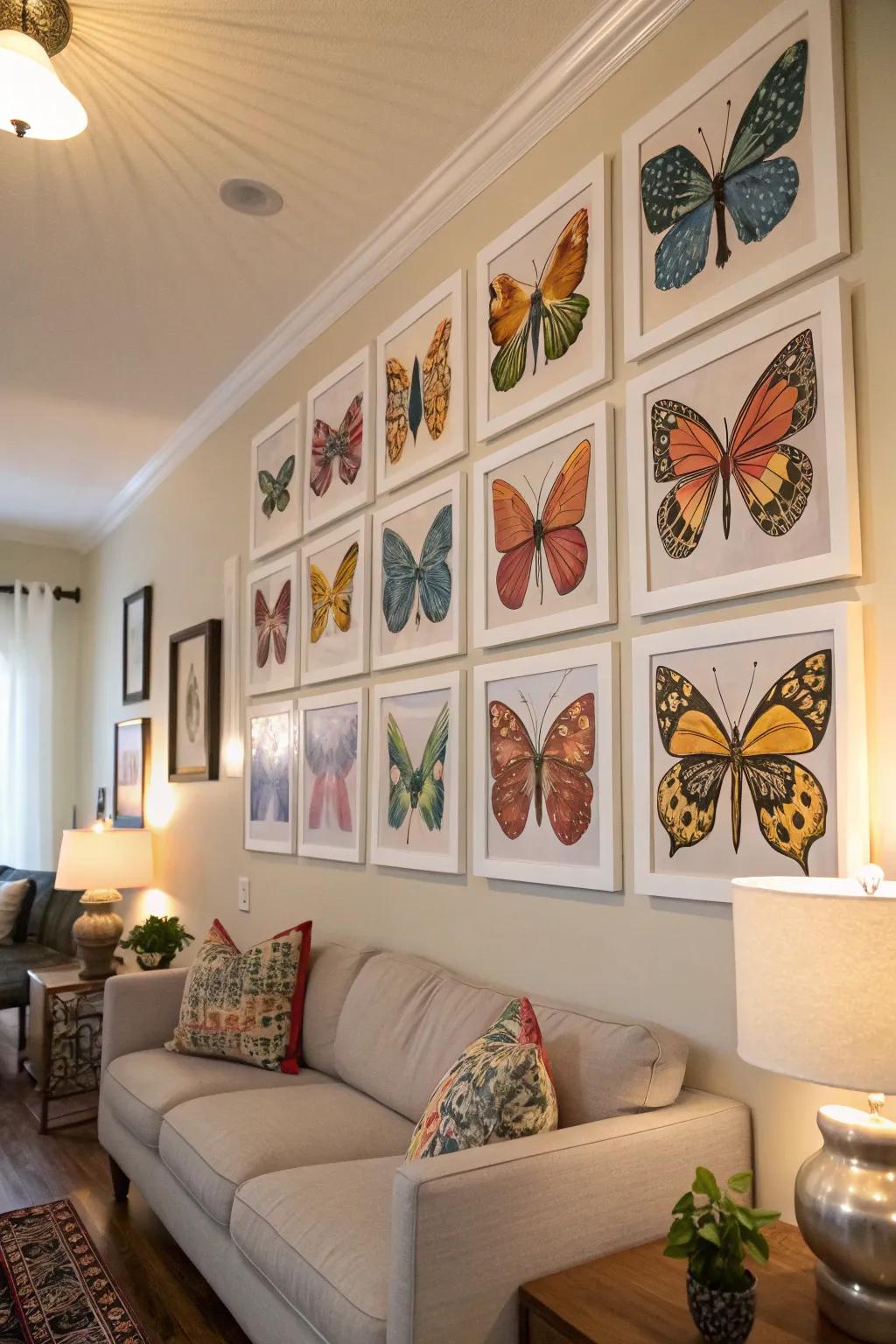 Create a statement with butterfly wall art.