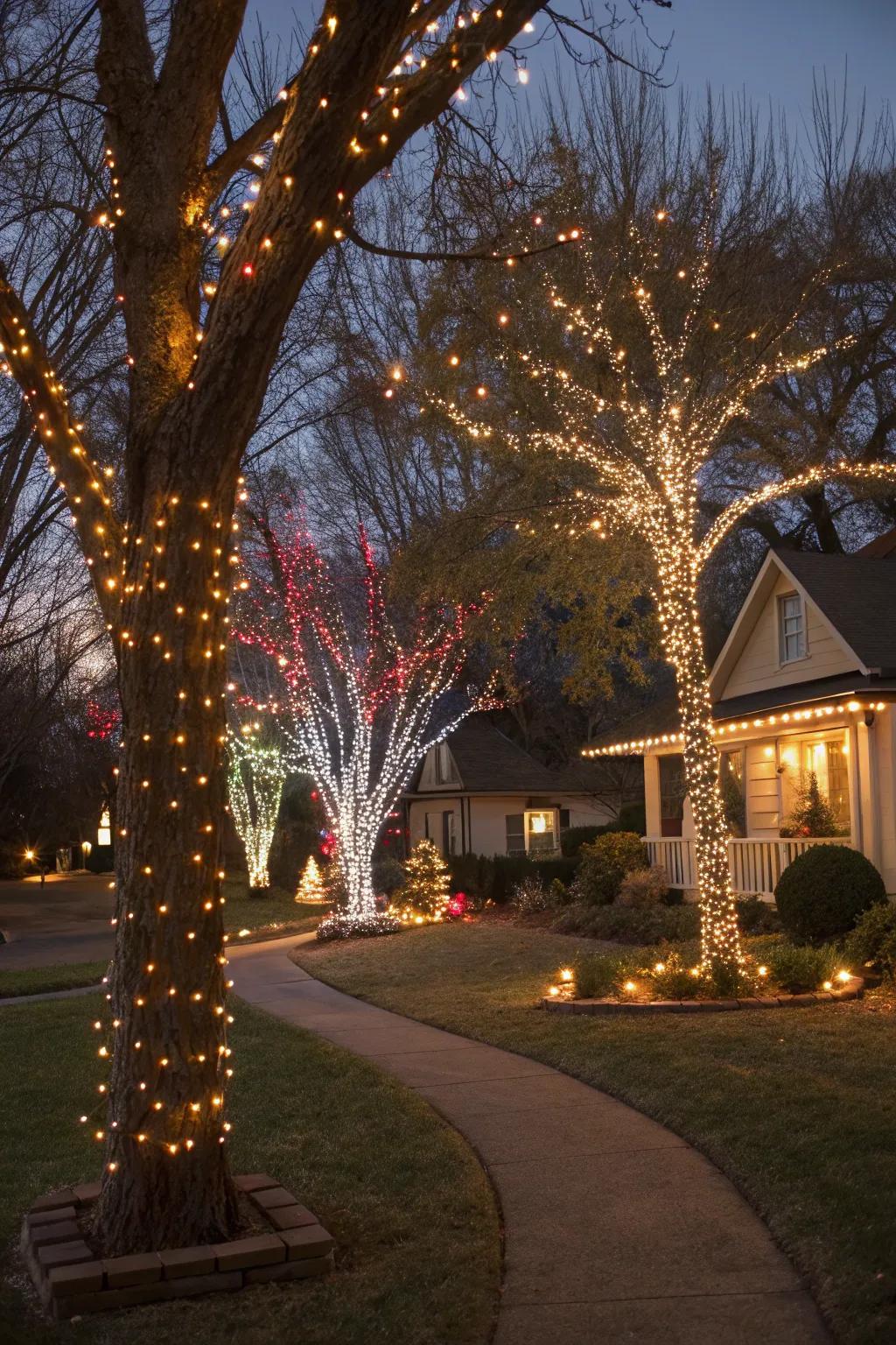 Twinkling string lights transform any yard into a festive paradise.