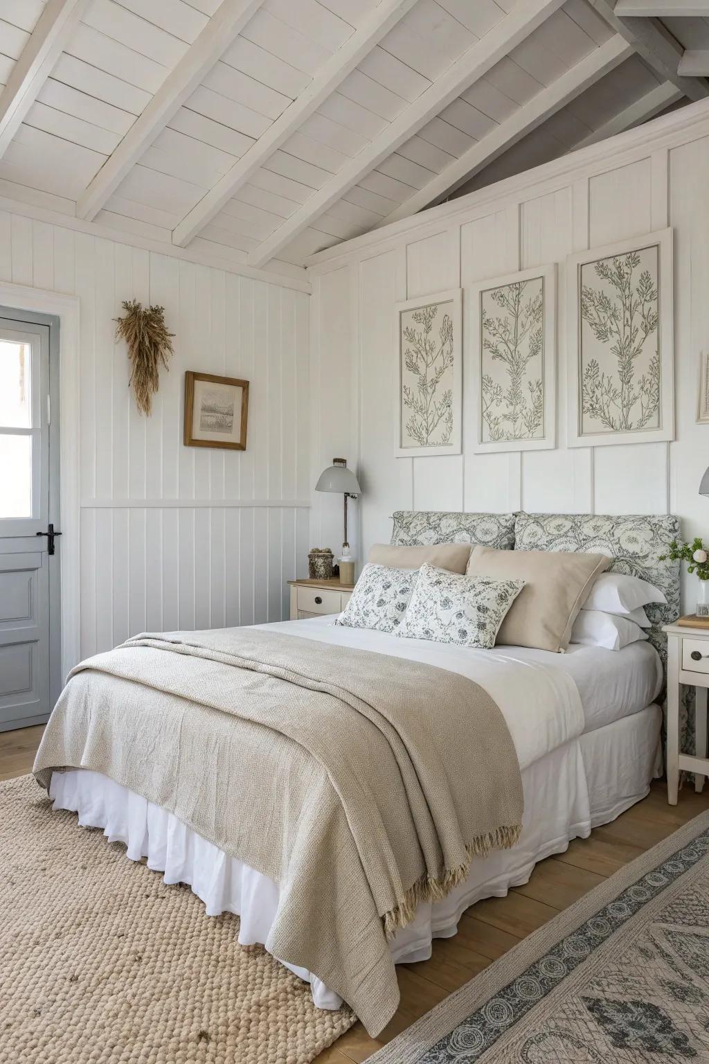 A bedroom featuring a neutral color palette for a tranquil atmosphere.