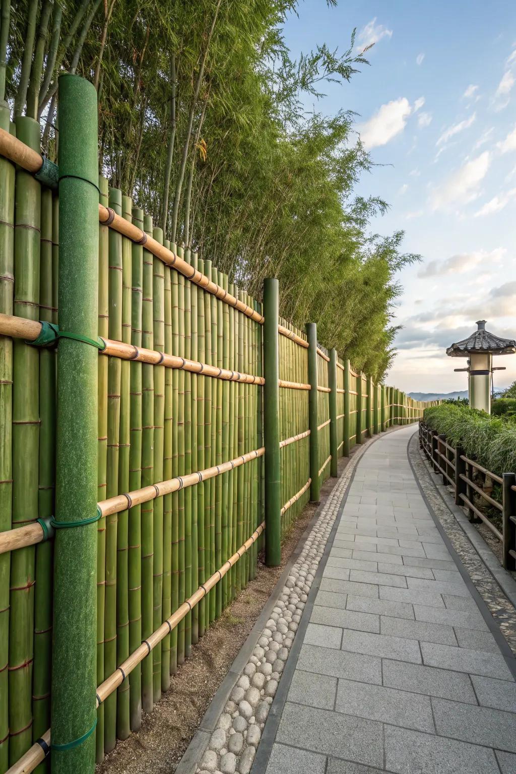 A peaceful bamboo fence provides privacy and tranquility.