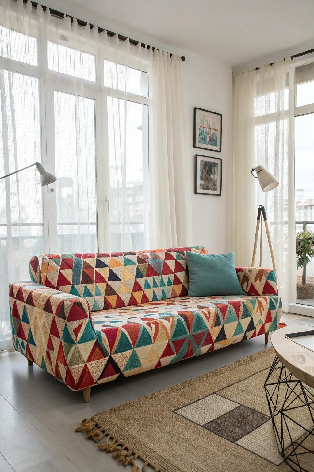 Daring designs have the ability to convert any sofa into a centerpiece.