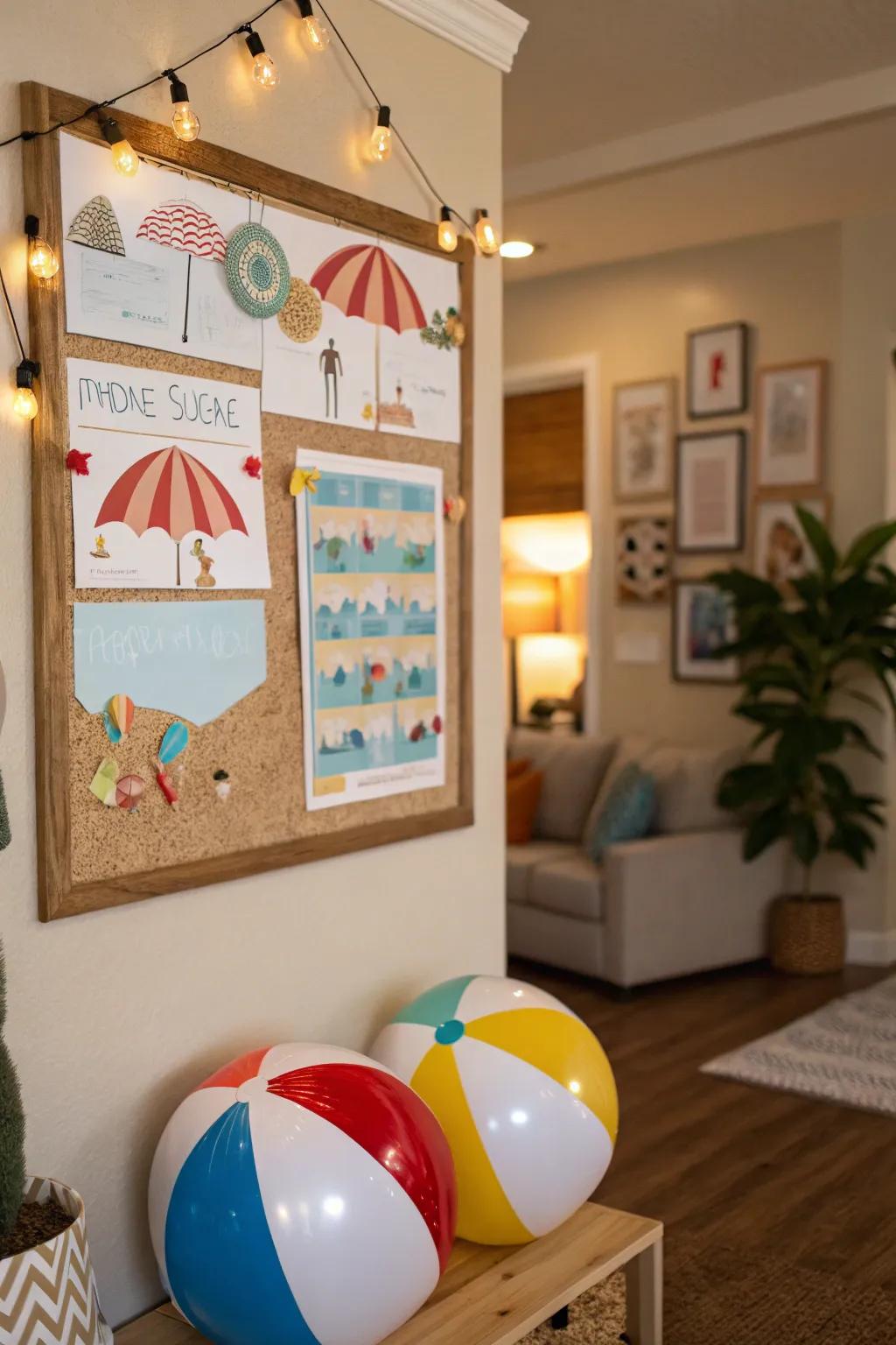Transport the beach indoors with a sun-kissed shoreline-themed pinboard.