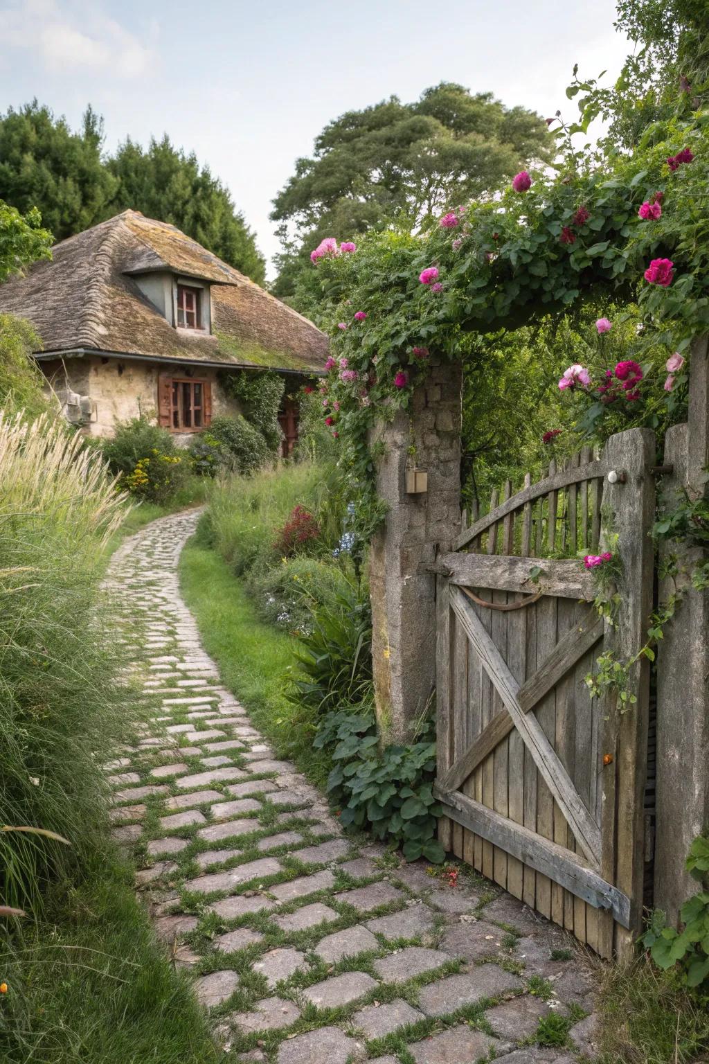 A rustic wooden gate that warmly welcomes you home.