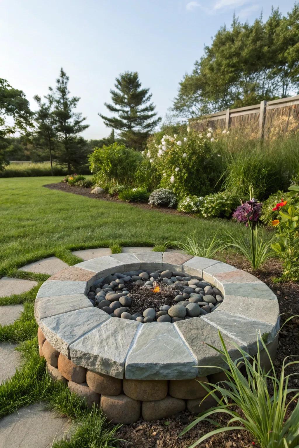 Bluestone capstones bring a timeless elegance to any fire pit.