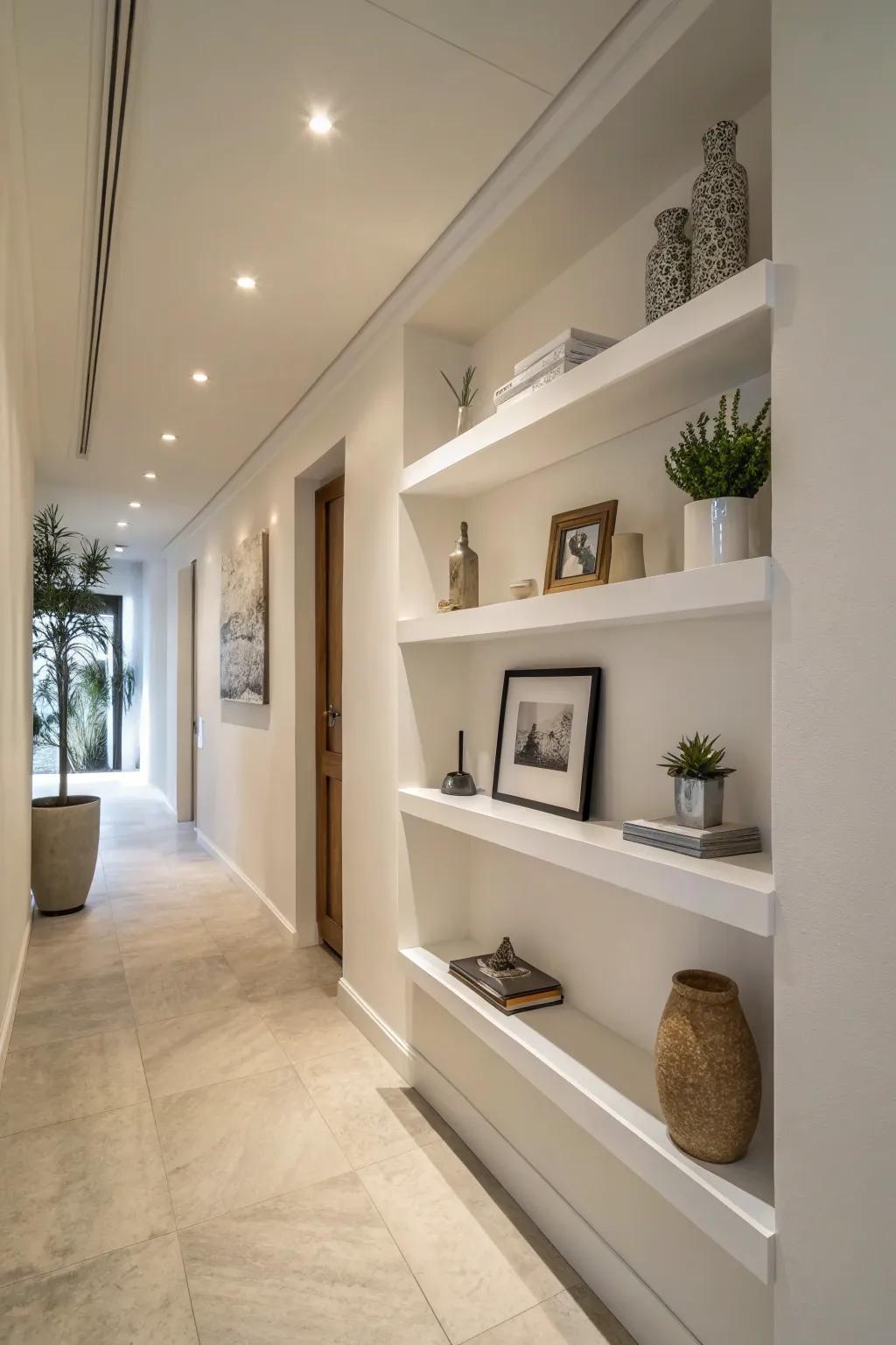 Where simplicity encounters sophistication: minimalist floating shelves.