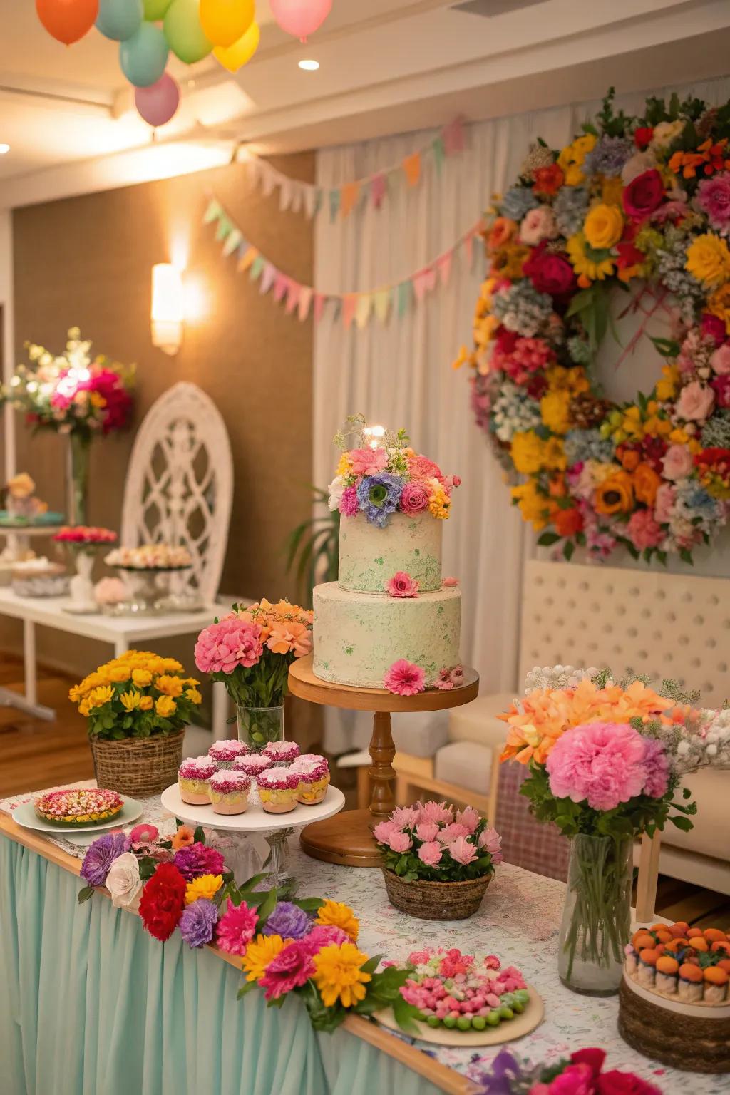 Mark your special day with a vibrant birthday bash blossoming with floral delights.