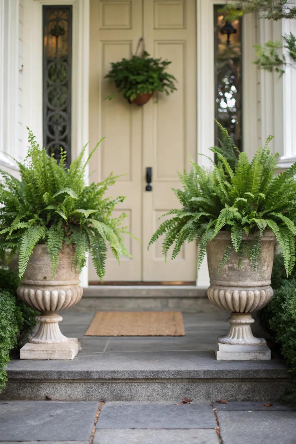 Flank your door with matching planters for a balanced look.