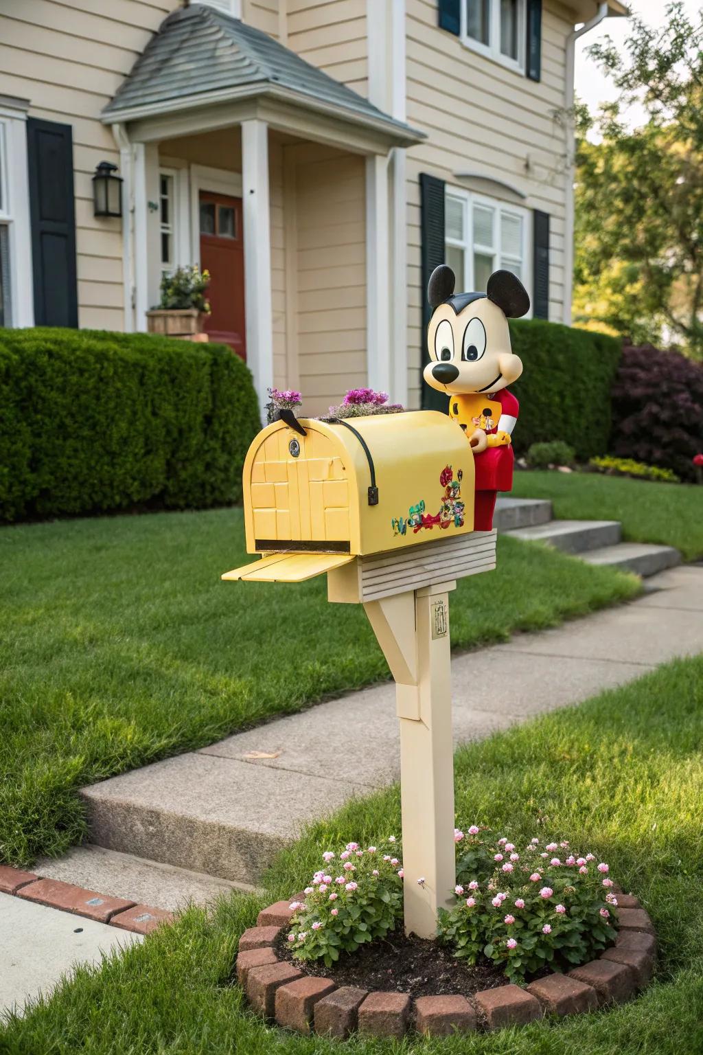 A cheerful mailbox drawing inspiration from a much-loved animated character.