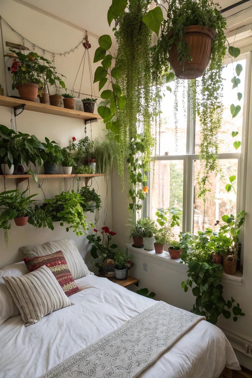 A green enchantress's sanctuary brimming with indoor flora.