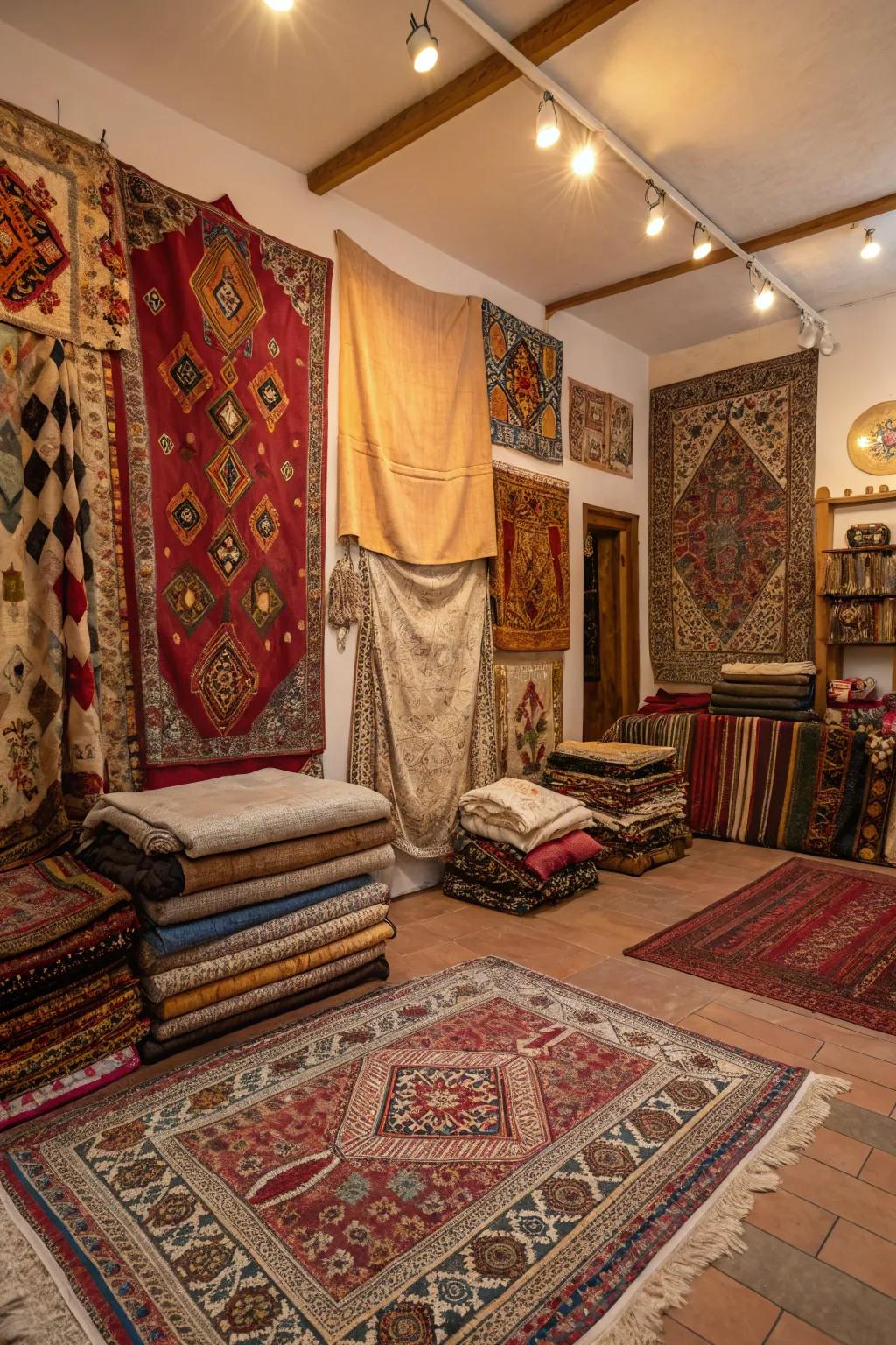 Layering fabrics brings warmth and depth to any setting.