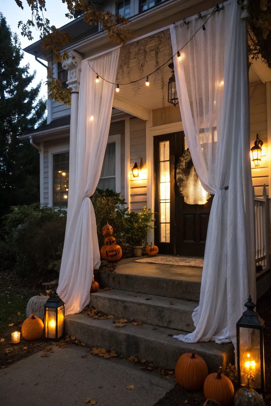 Create a ghostly entrance to start the night with a chill.