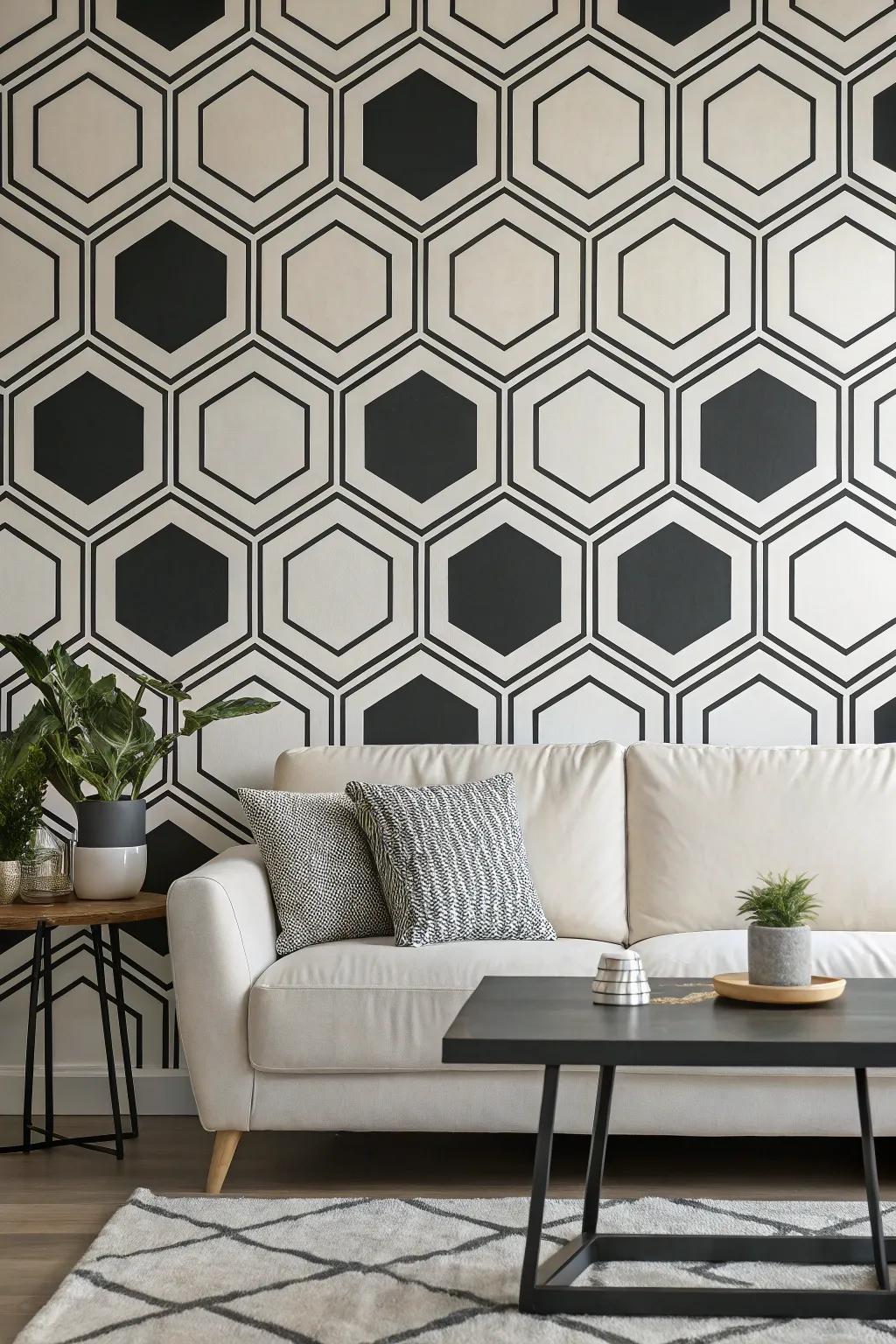 Geometric hexagon patterns add a bold statement to any space.