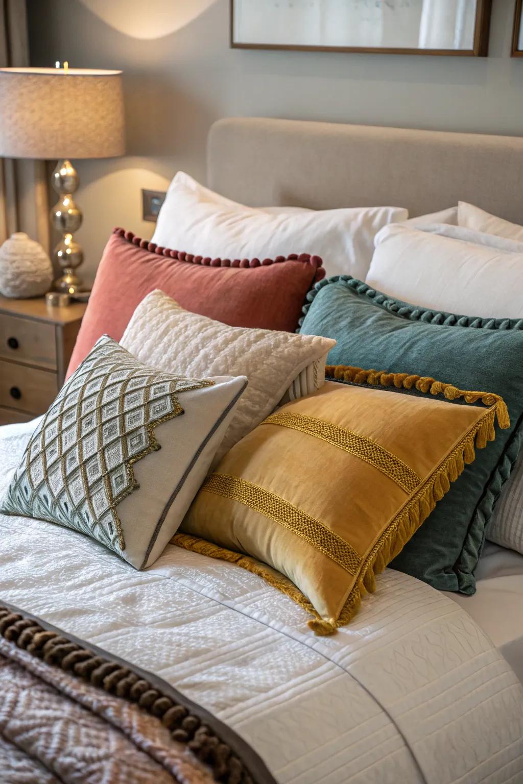 Pillow layers bring dimension and flair to any bed.