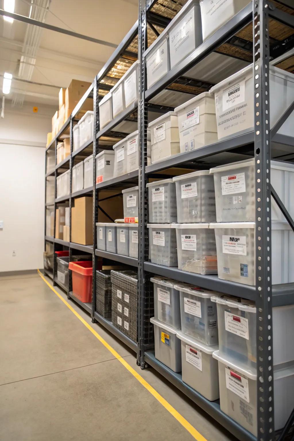 Shelving units efficiently use vertical space, ensuring your belongings are neatly arranged and easily reachable.