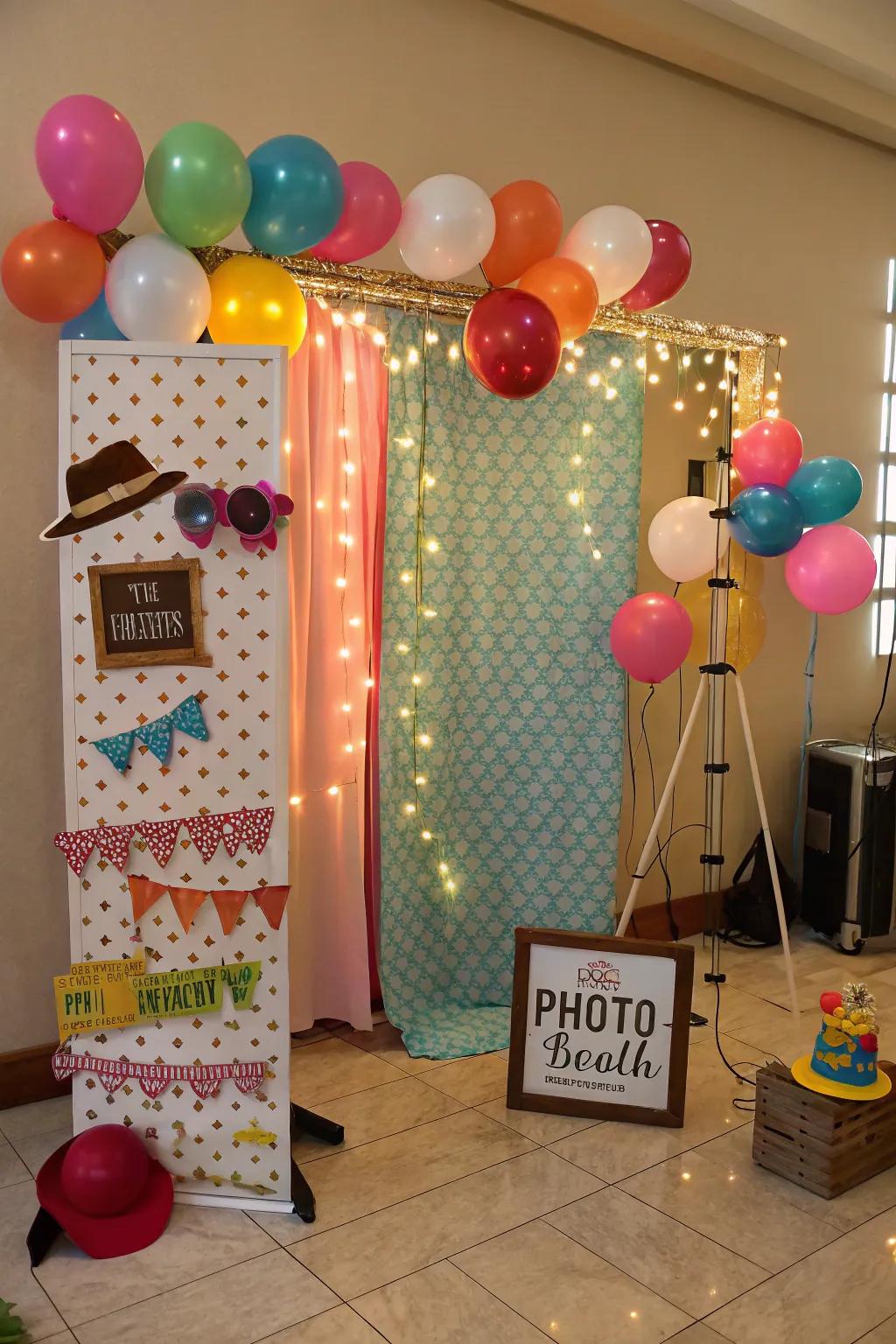 Treasured memories captured in a bespoke photo area embellished with enchanting twinkly lights.