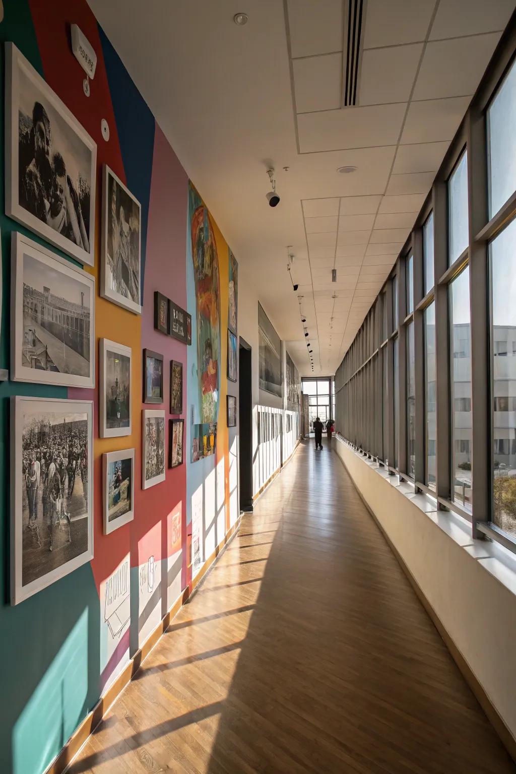 A gallery wall can transform a hallway into a personal art exhibition.