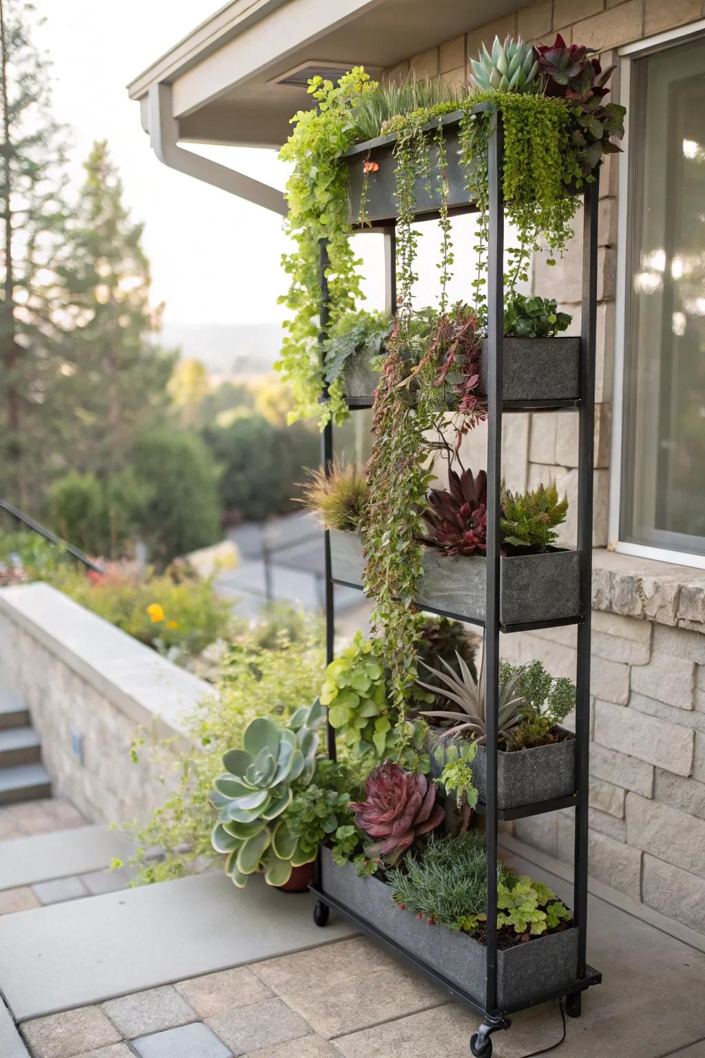 Maximize space with tiered plant stands.