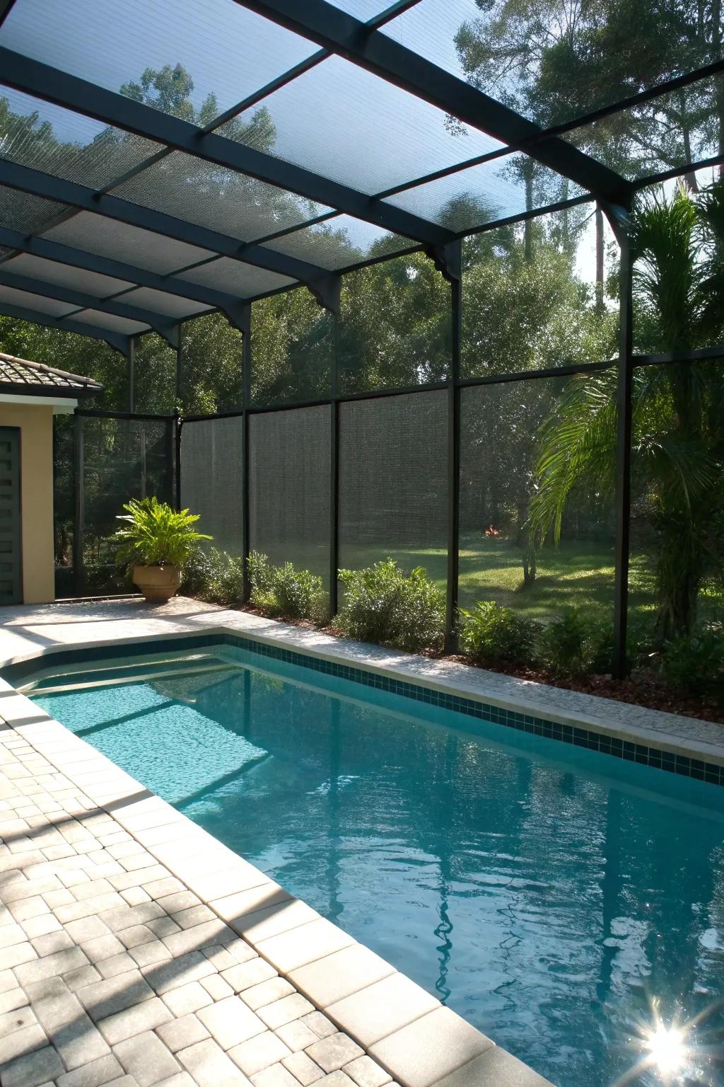 Opaque dividers offer privacy, letting in the softest light.