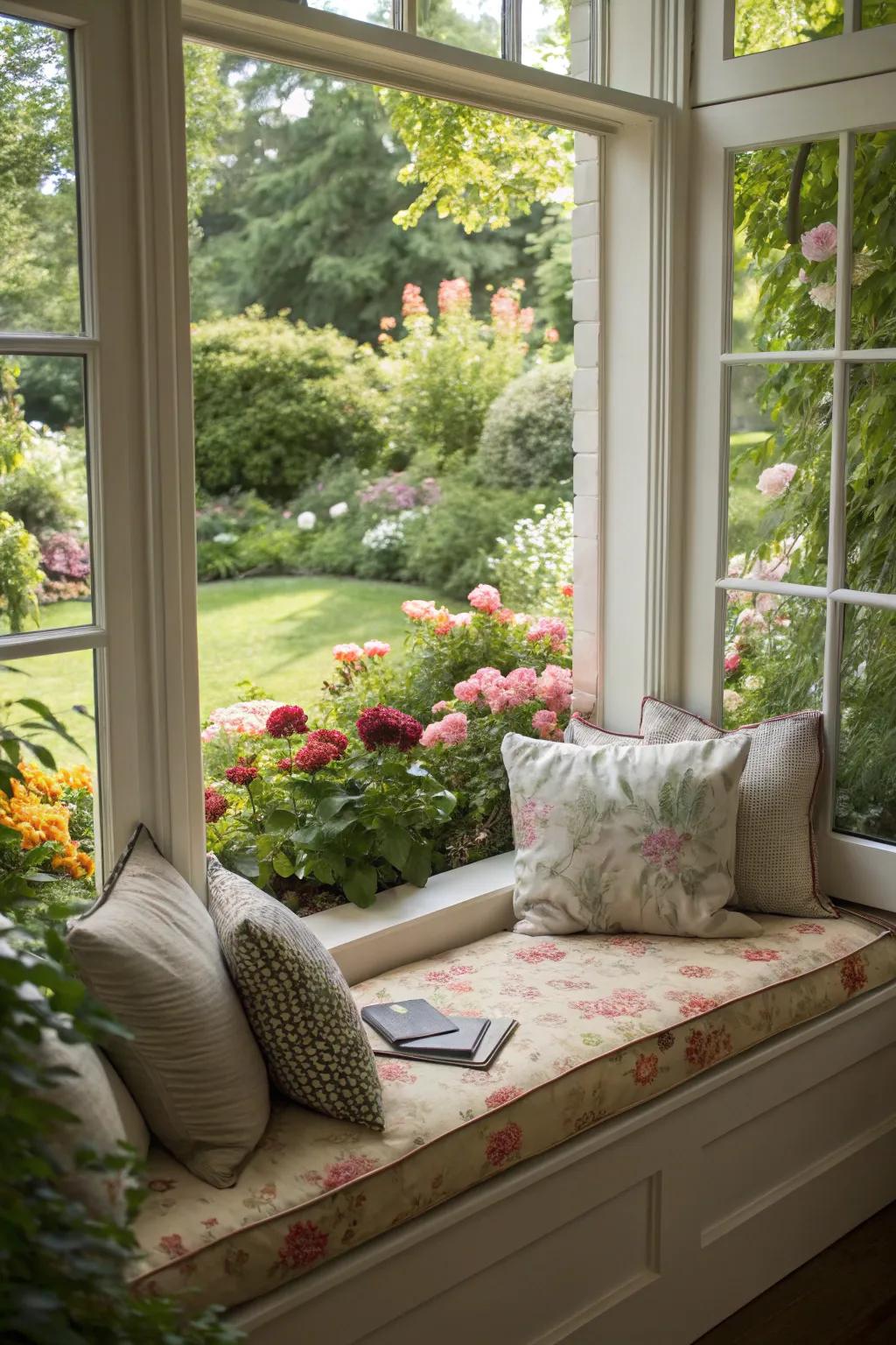 Let the natural light and garden view enhance your reading experience.