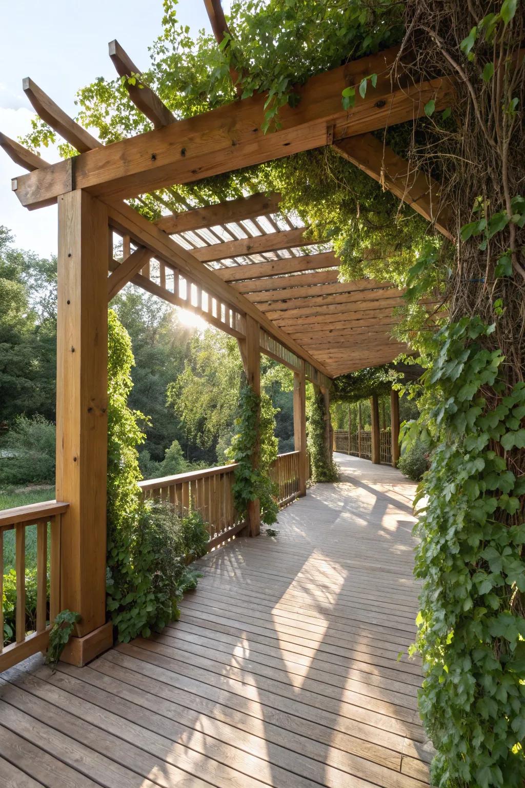 A pergola adds elegance and natural beauty to any deck.