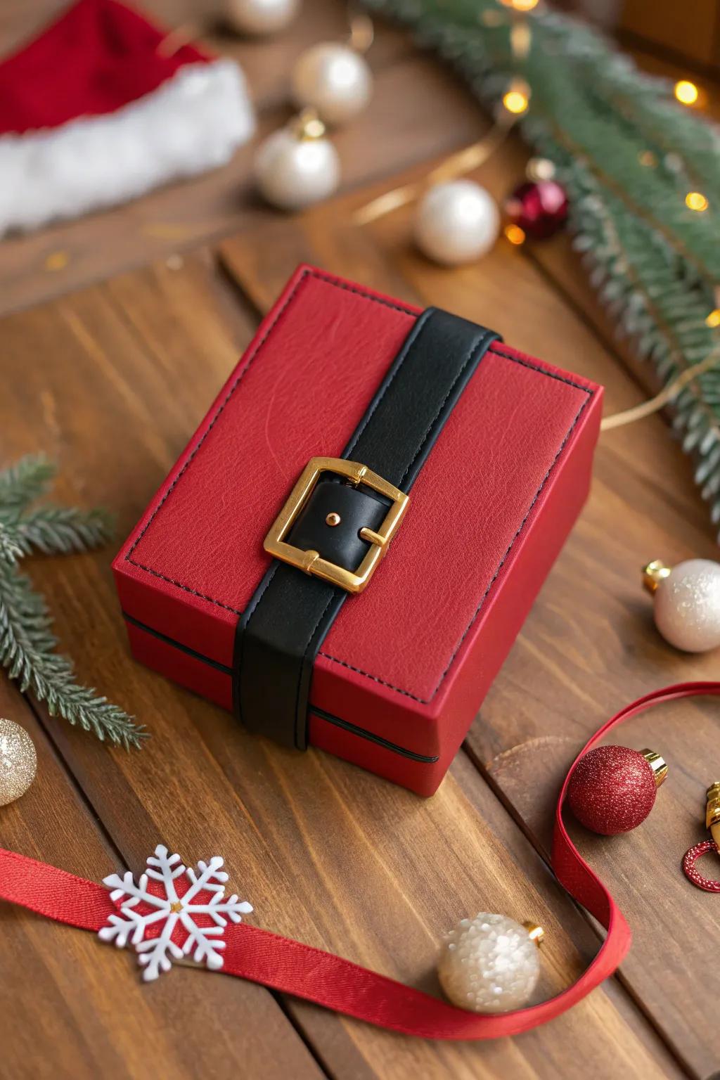 The classic Santa belt box makes any gift more jolly.