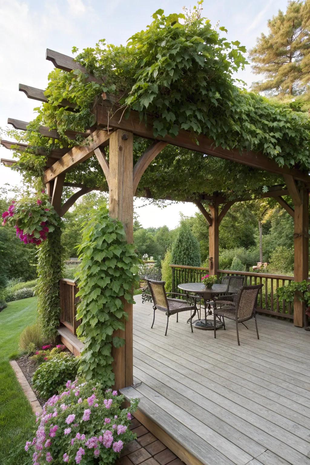 A pergola offers an elegant solution for shaded comfort.