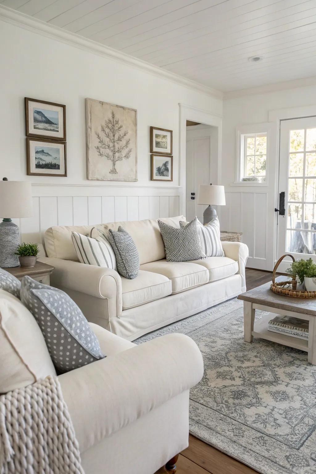 A neutral color palette sets the tone for a tranquil living space.