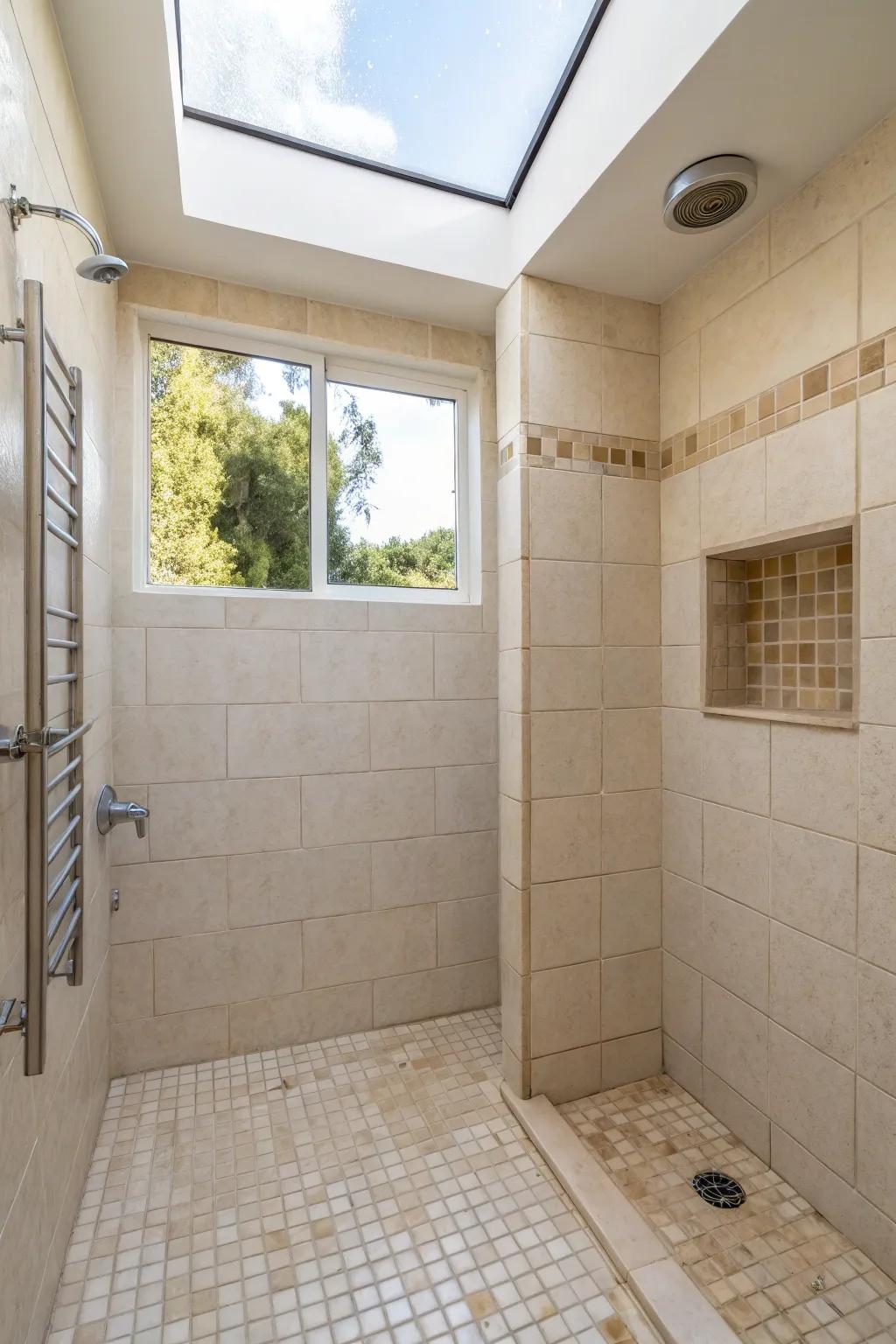 Light tiles have the power to make any petite bathroom feel more generously sized.