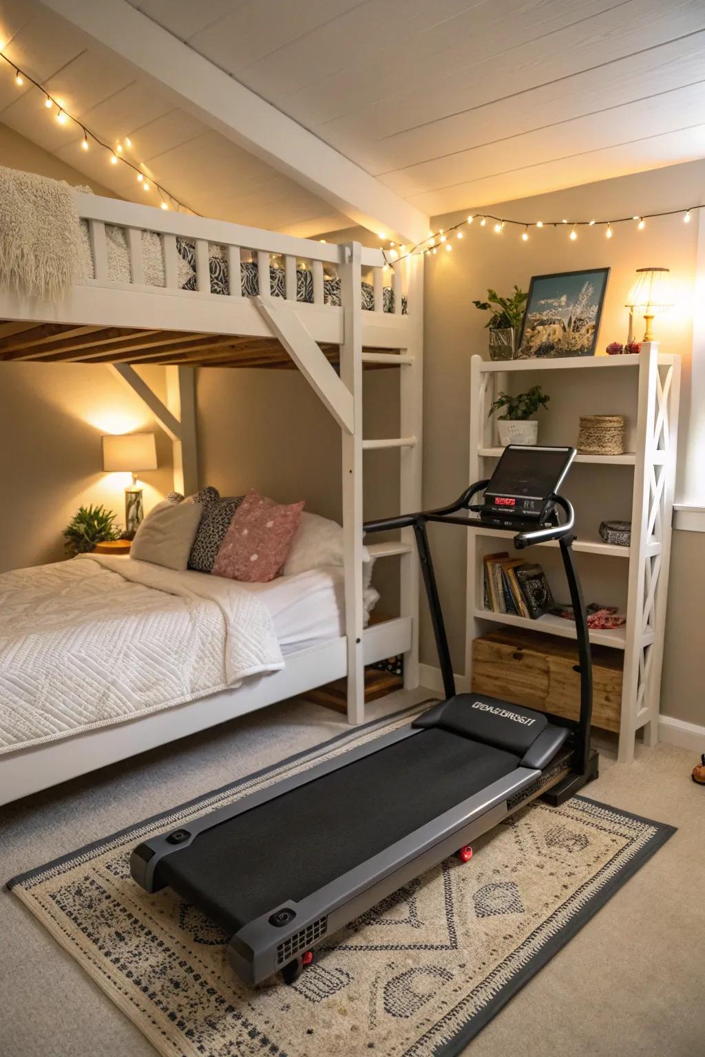 A foldable treadmill is your best friend for saving space in a small home gym.