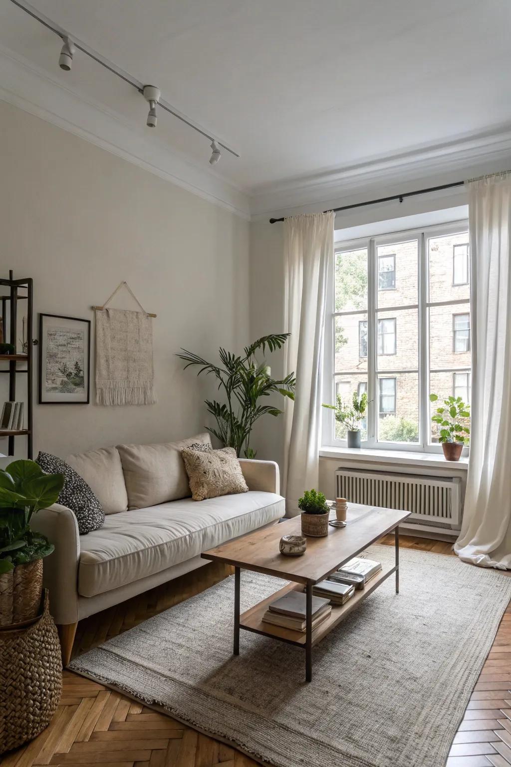 Neutral tones can make your small apartment feel more spacious.