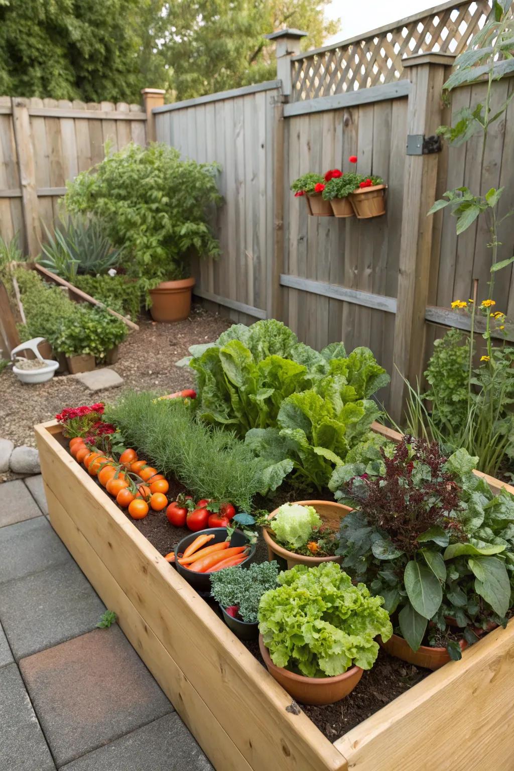 Elevated beds optimize area and establish a structured, orderly planting space.