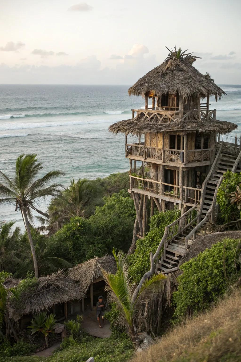 Multi-level house offering stunning ocean views.