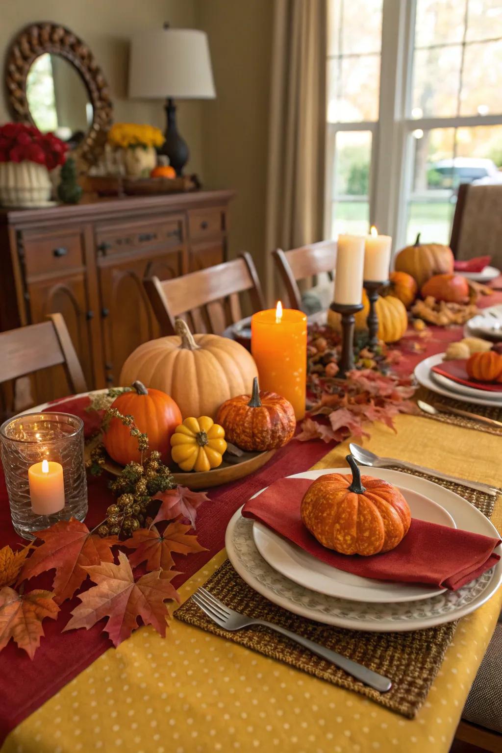 Warm colors can transform your table into a festive autumnal setting.