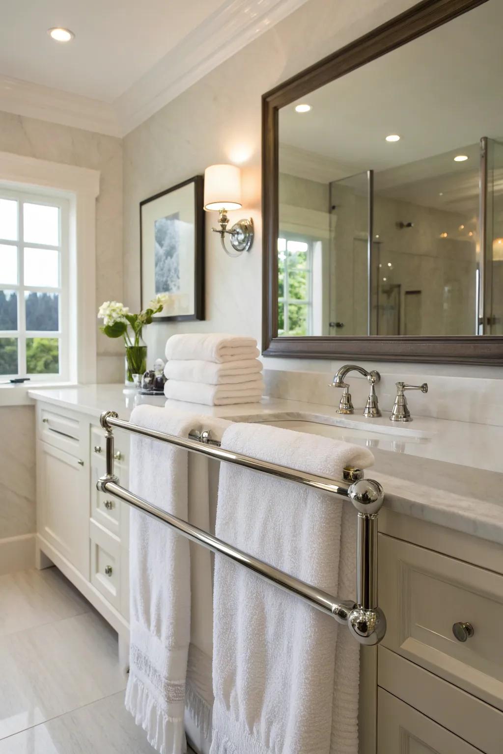 The classic towel bar: a timeless choice for any bathroom.