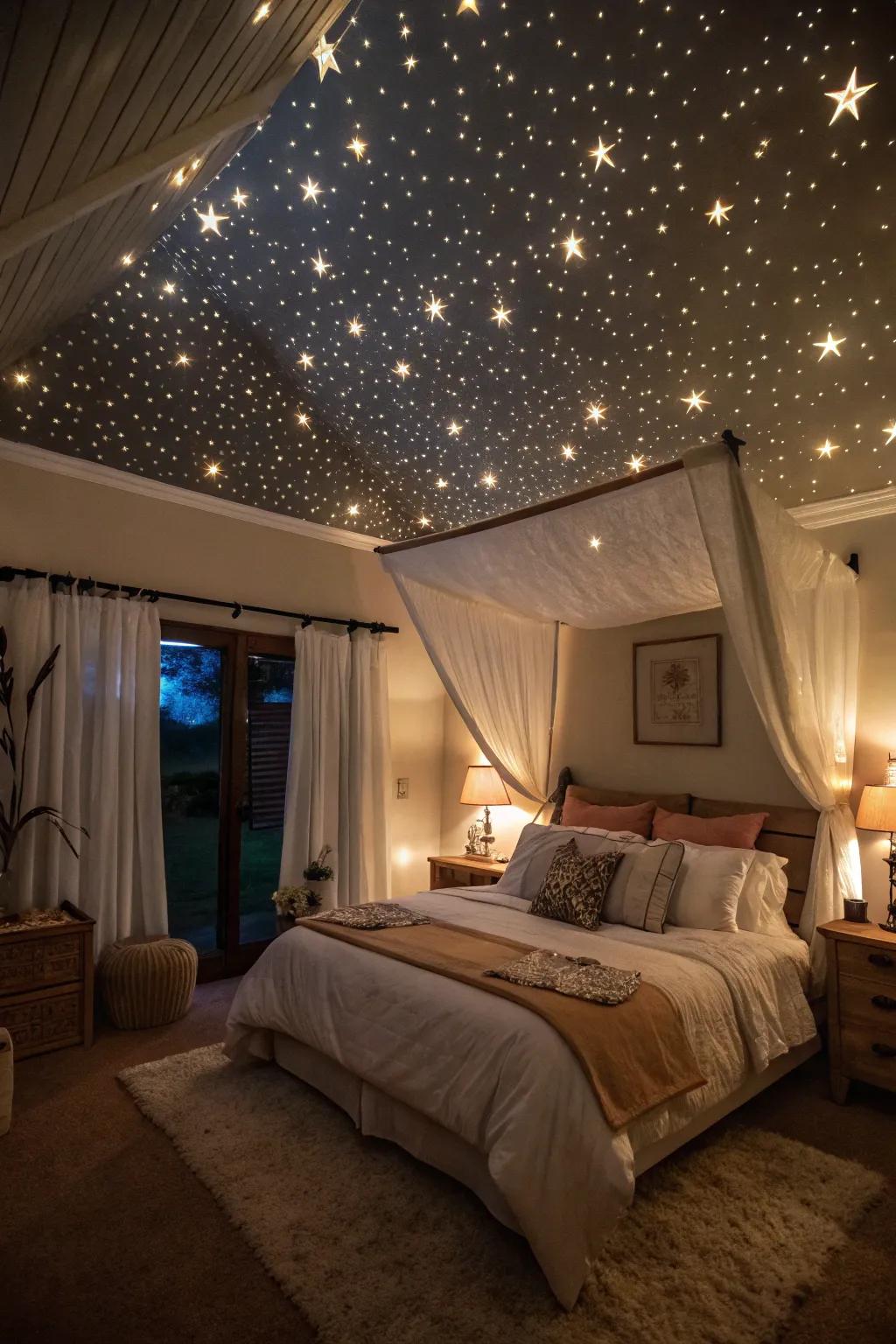 Create magic with a starry night ceiling.