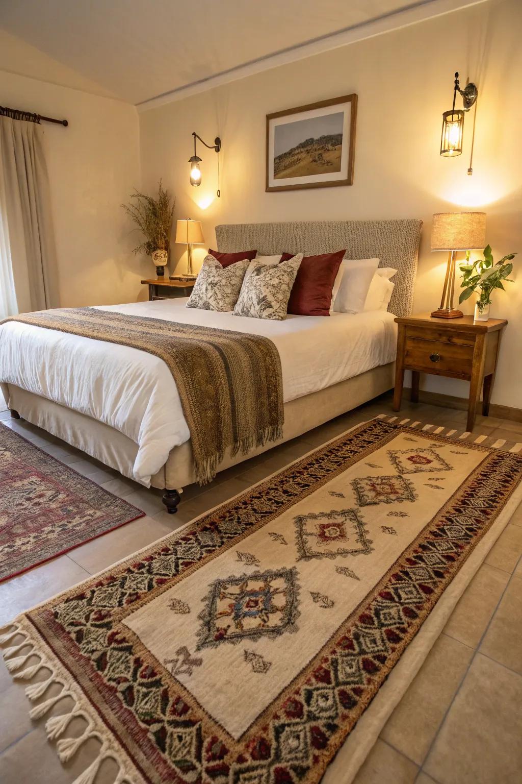 Runners incorporate comfort and define bedroom areas.