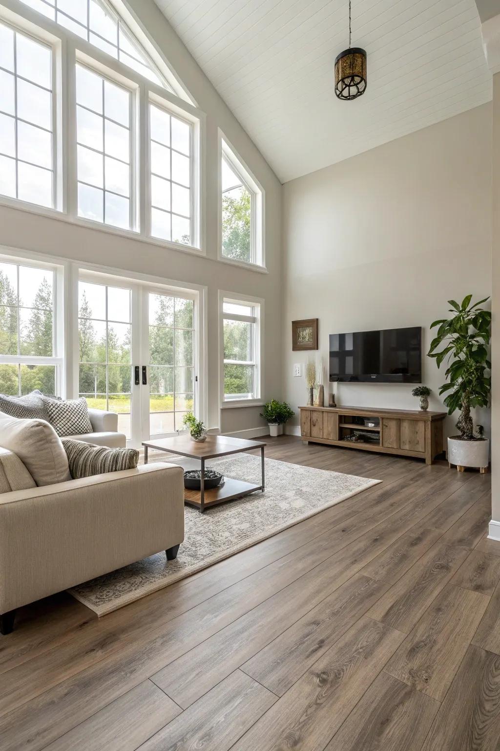 Composite flooring offers a smooth look that's simple to care for.