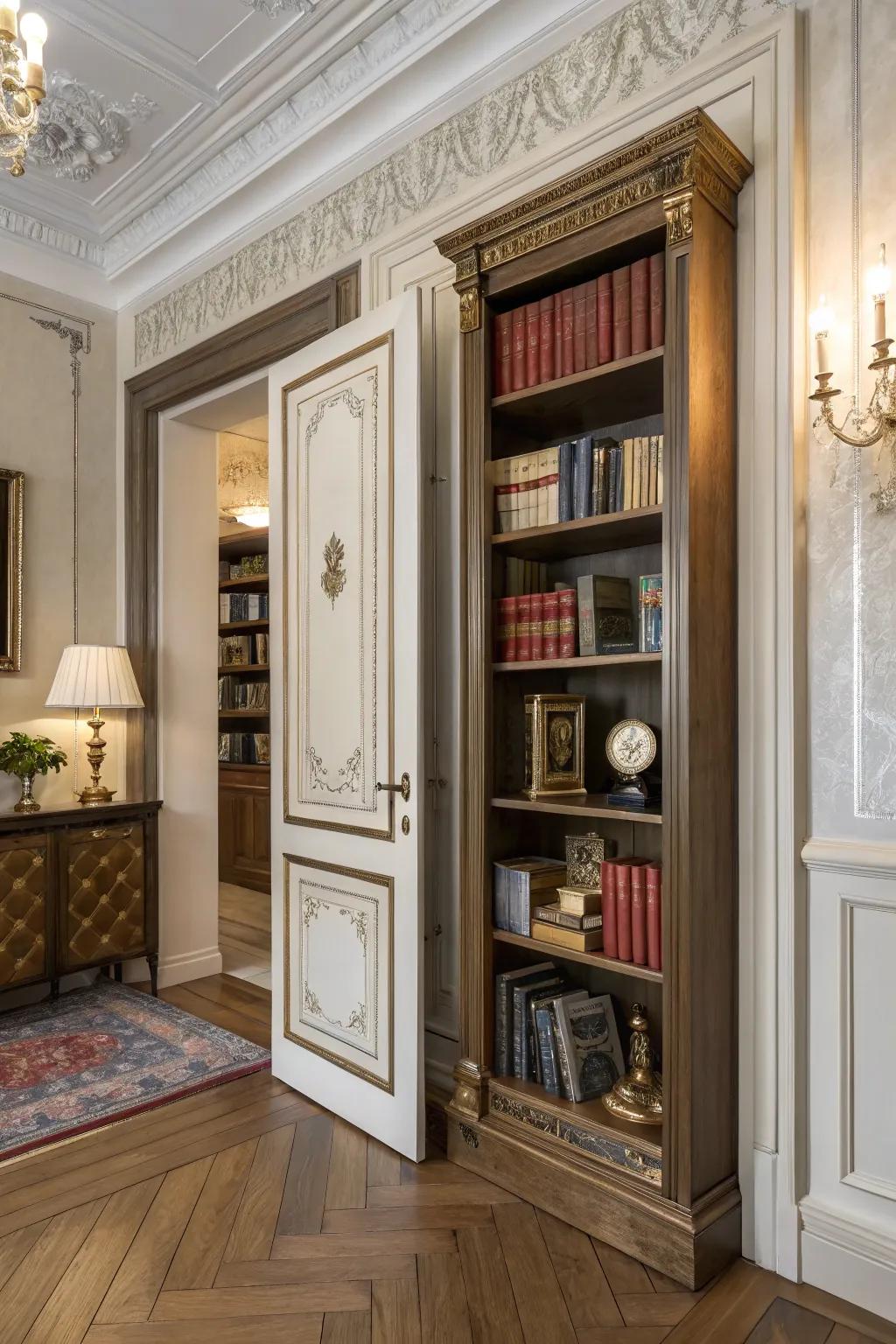 Incorporate a hidden door for an intriguing bookcase design.