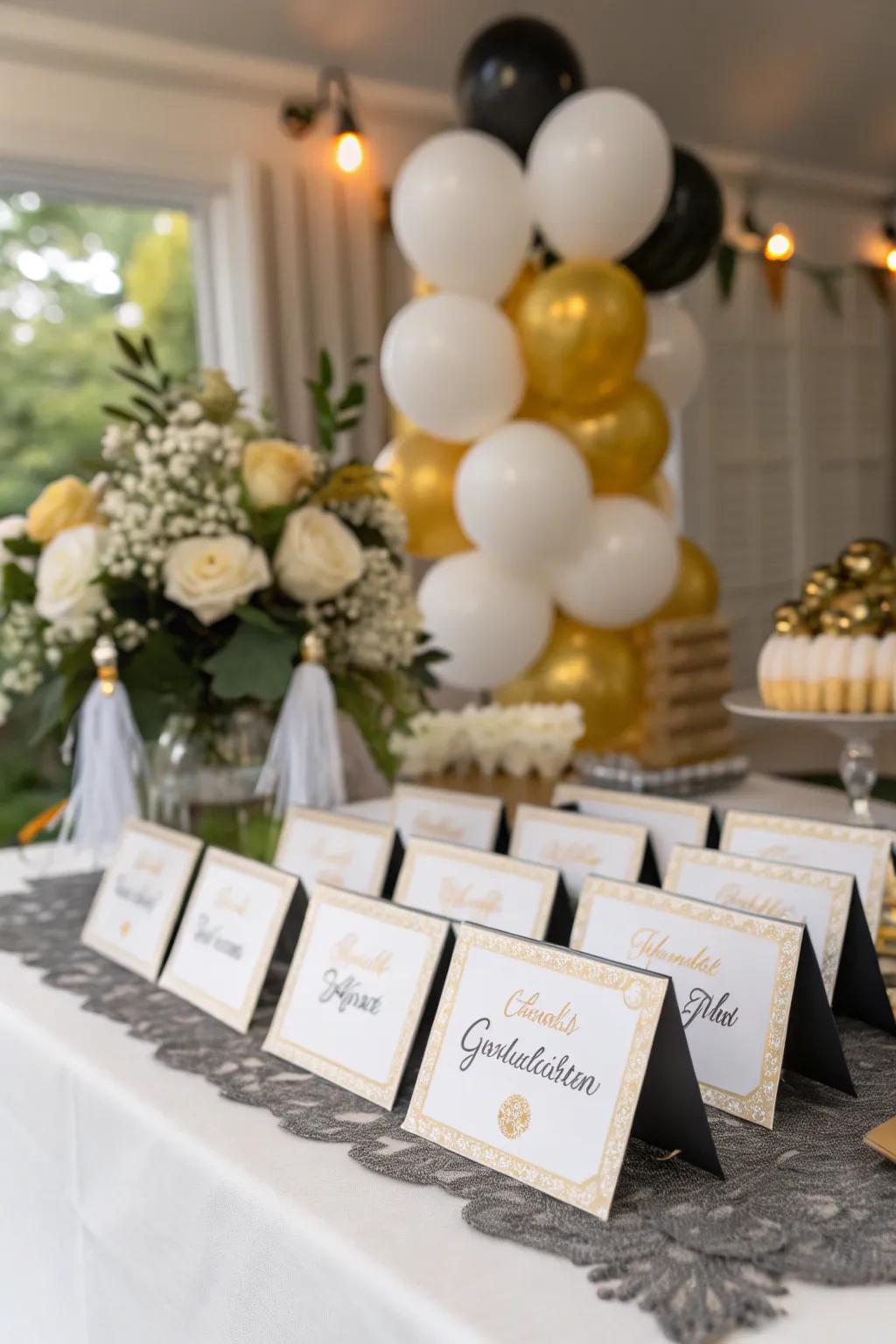 Personalized name tags make each guest feel special.