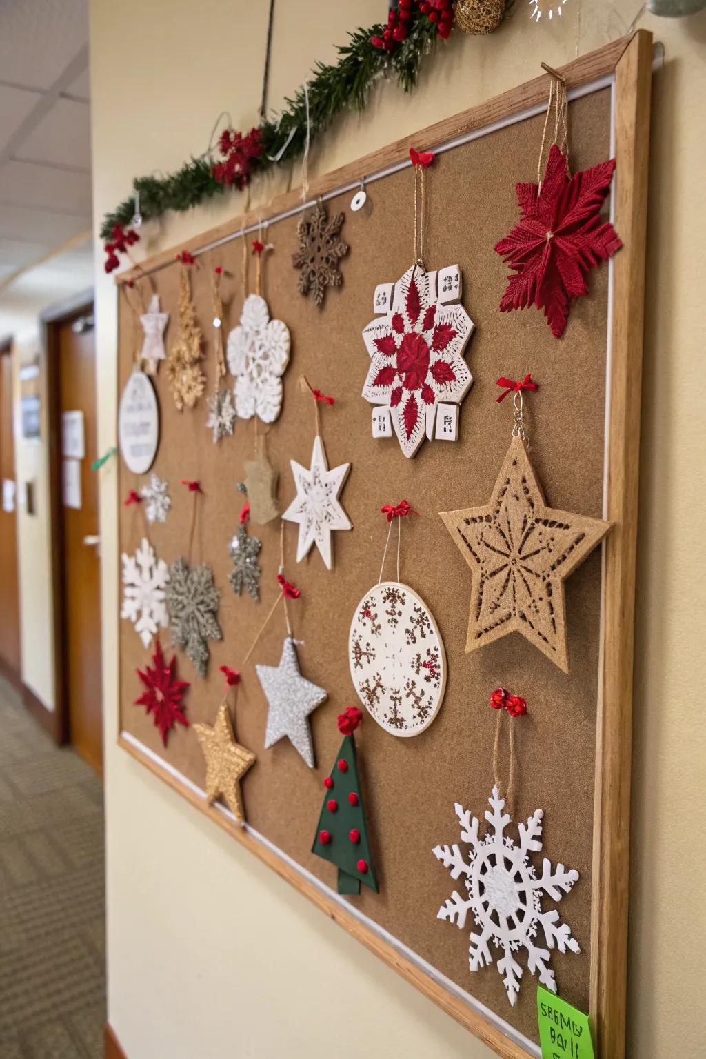 Showcase creativity with a DIY ornament display.