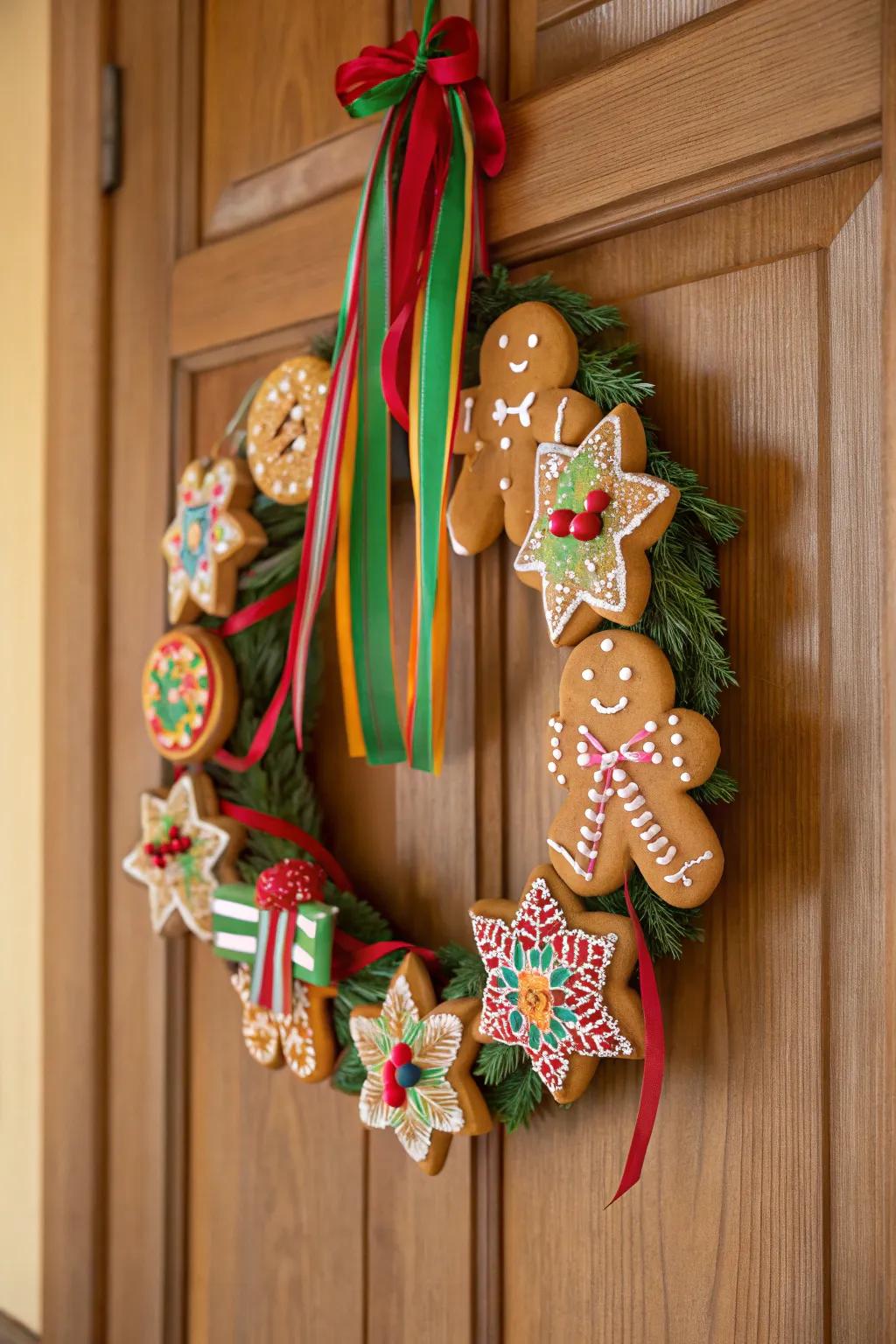 A delectable gingerbread confection garland that's both ornamental and scrumptious.