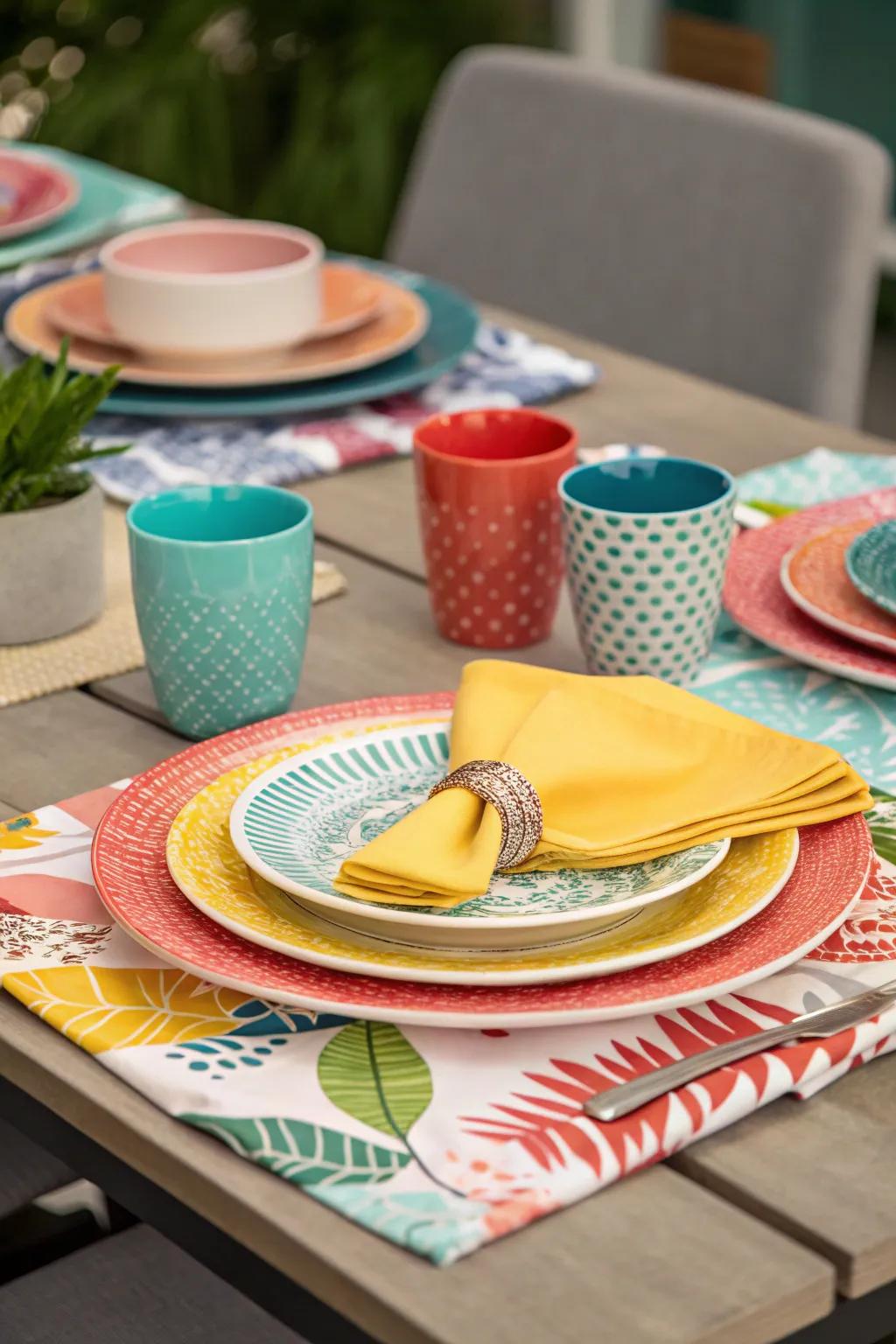 A beautifully set table with themed tableware.