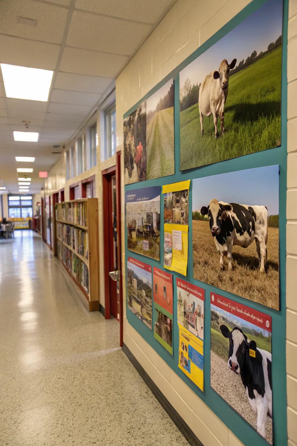 A 'Moo-ving Forward in Education' hallway display