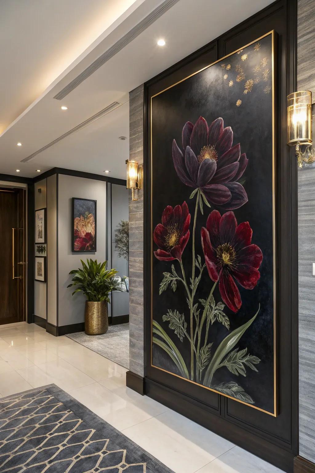 Instill refinement via somber floral artistry