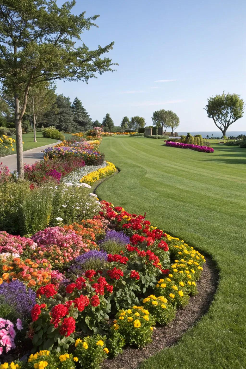 A peaceful green lawn perfect for relaxation.