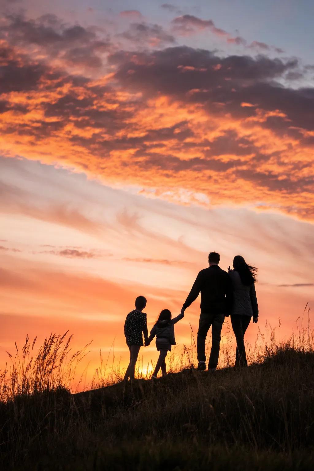 Silhouette images extend an ageless and artistic family photograph.
